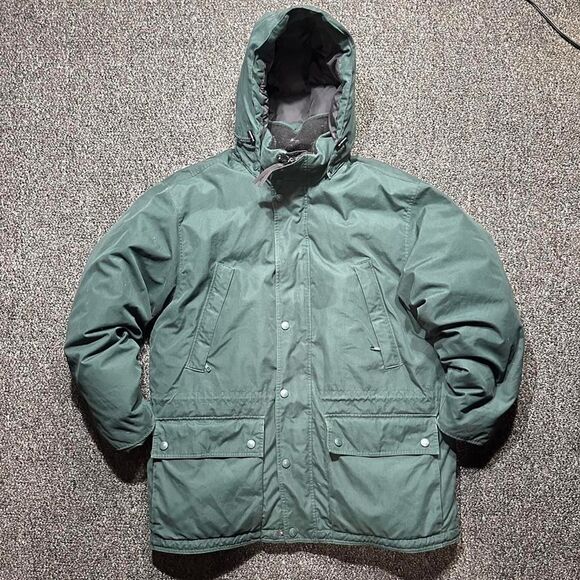 Vintage Eddie Bauer Down Parka Jacket Forest Green Size L 90s Outdoor Outerwear - Picture 1 of 3